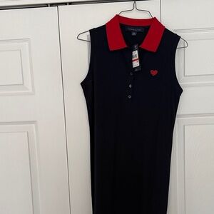 Tommy Hilfiger Navy Sleeveless Polo dress with Red Collar
NWT .. size XS